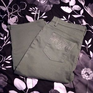 Size 10 Dark Green Gloria Vanderbilt Jean Shorts, Like New
